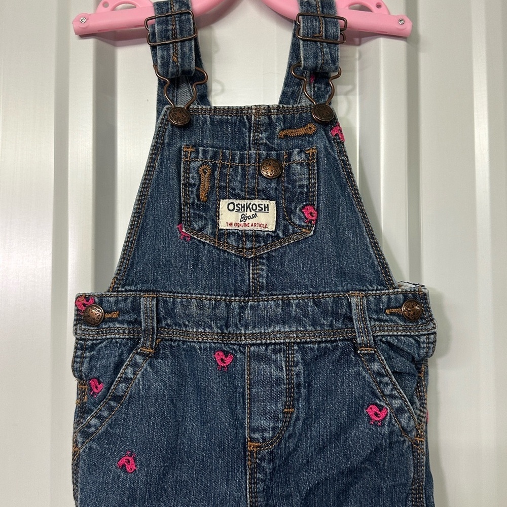 Vintage Oshkosh B’Gosh Vestbak Denim Overalls Infant Girl 12M Classic 90s - Picture 3 of 7